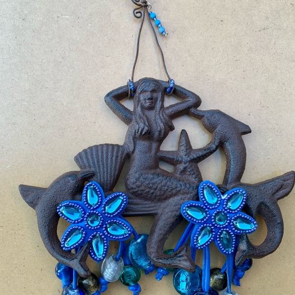 Mermaid, Dolphins & Blue Anemones Sun Catcher Mobile with Foiled Blown Glass - Picture 7 of 13